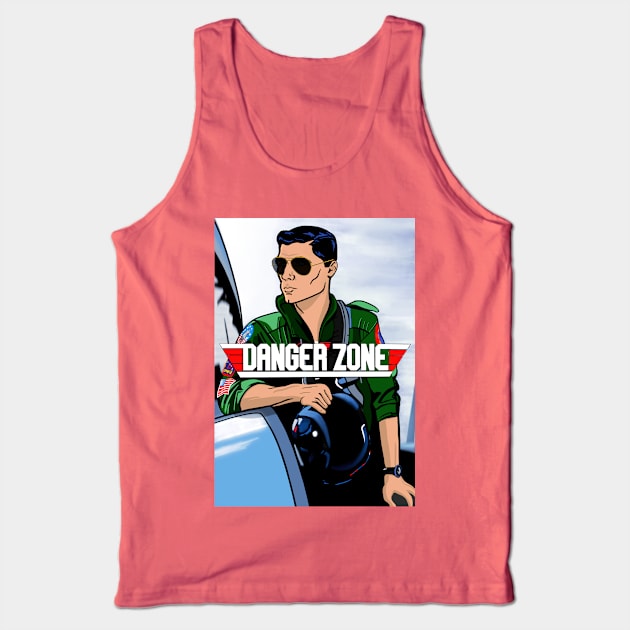 Danger Zone Top Gun Sterling Archer Mashup Tank Top by Jamie Collins